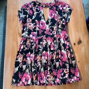Free People Pink and Black Floral Dress